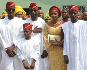 Oluwamayowa left with his parents and siblings during Arch Muyiwa Ige's 50th birthday recently...