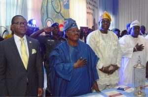 L R The event's Chief Launcher, Dr. Paul Obolo; Oyo State Governor, Senator Abiola Ajimobi; State Commissioner for Health, Dr. Azeez Adeduntan; and Deputy Governor, Chief Moses Adeyemo