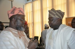 Lagos' Governor Akinwunmi Ambode, right, with Communications Minister, Adebayo Shittu...