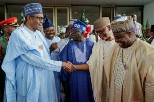 President Muhammadu Buhari left with Ogun State's Governor Ibikunle Amosun and others at the event...