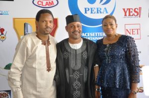 L R Alariwo of Africa Saheed Balogun and another guest on the Red Carpet