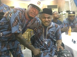 Dr Yinka Ayefele, MON, right, with talented fuji musician, Taye Currency...