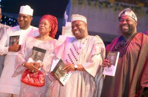 Basorun Dele Momodu, right, the writer of the book, with others...