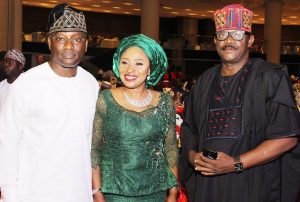 Chief Adedayo Adeneye, Ogun State's Commissioner for Information and Strategy, left, with others at the event...