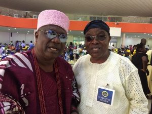 Oba Adedokun Abolarin, left, with Sir Folu Olamiti, former ICPC Spokesperson...