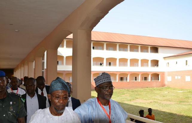 Governor Rauf Aregbesola taking a tour round the ultramodern school with his guests