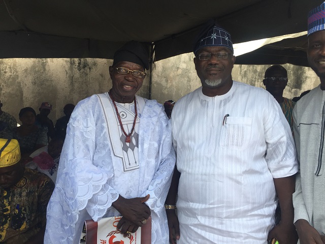 Chief Lere Paimo, left, with Mr Toye Arulogun, the Commissioner for Culture and Tourism in Oyo State...
