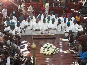 a cross section of all members of the Oyo State House of Assemblytaking their oath of office