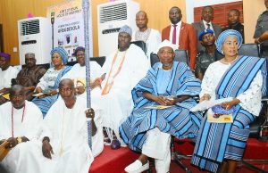 Photo: Ooni, Osun House Celebrate Aregbesola At 60 From the right: Wife of Osun Governor, Alhaja Sherifat Aregbesola; Governor Rauf Aregbesola; the Ooni of Ife, Oba Ogunwusi Adeyeye Enitan; former National leader of All Progressive Congress (APC), Chief Bisi Akande; Deputy Governor, Mrs Titi Laoye-Tomori; former military administrator of Osun, Col Theophilous Bamgboye (Rtd) and others…