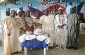 When Sanctuary Of Christ Evangelical Church, Ibadan Marked 18th Anniversary From the left: Baale of Ekotedo, Chief Taye Ayorinde, the Onjero of Ijero, Oba Sunday Oladapo, his wife, Dr (Mrs) Ronke Ojo, her husband, Dr Gbade Ojo, the presiding Pastor for the church…