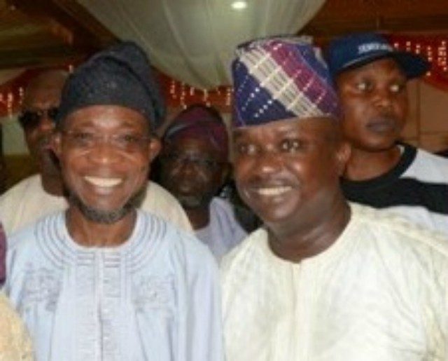 ...Senator Babajide Omoworare, right, with Governor Rauf Aregbesola...