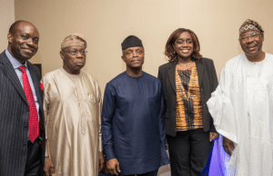 Photo: Osinbajo, Obasanjo, Others Witness AFC’s 10th Anniversary R-L: Prof. Charlse Soludo; Former President of Nig. Olusegun Obasanjo; Ag. President Yemi Osinbajo; Hon. Min of Finance - Kemi Adeosun; and Former President of Benin - Boni Yayi during the event…