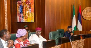 Photo: Ag President Osinbajo Presides Over FEC Meeting …Acting President Yemi Osinbajo, SAN; Chief of Staff Abba Kyari; Head of Civil Service; Mrs. Winifred Oyo-Ita; NSA, Maj. Gen. Babagana Mungonu during the meeting…