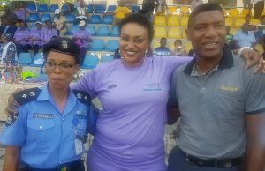 Photo: Peter Rufai, Chioma Ajunwa Identify With Radio One, Ikoyi, Lagos ...from the left: Chioma Oparah Ajunwa, Mrs Aderonke Ajayi and Peter Rufai at the event...