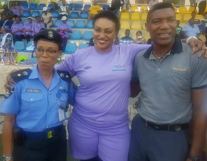 Photo: Peter Rufai, Chioma Ajunwa Identify With Radio One, Ikoyi, Lagos ...from the left: Chioma Oparah Ajunwa, Mrs Aderonke Ajayi and Peter Rufai at the event...