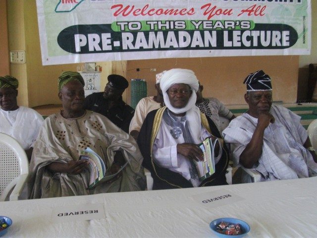 From the left: Former Governor Rasheed Ladoja, representative of Chief Imam of Ibadan land, Shiek Alaga and Chairman, Ibadan Muslim Community, Chief Mustapha Bayo Oyero at the event