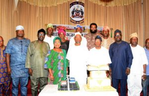 Media Practitioners Praise Aregbesola For Respecting Press Freedom …Governor State of Osun, Ogbeni Rauf Aregbesola (centre); his Deputy, Mrs Titi Laoye-Tomori (4th left); Chief of Staff to the Governor, Alhaji Gboyega Oyetola (4th right); Director, Bureau of Communications and Strategy, Alhaji Semiu Okanlawon (3rd right); Chairman, Osun State Broadcasting Corporation (OSBC) Board of Directors, Mr Kola Akanji (3rd left); Former Managing Editor, Osun Defender Newspaper, Mr Kola Olabisi (left); Special Adviser to Governor Ambode on Communities and Communications, Mr. Kehinde Bamigbetan (2nd right); Publicity Secretary, All Progressives Congress (APC) Osun chapter, Mr Kunle Oyatomi (right), Chief Executive Officer (RAVE FM), Mr. Femi Adefila (2nd left) and others during a Media Parley with Mr. Governor in commemoration of his 60th birthday, at the Government House, Osogbo, at the weekend
