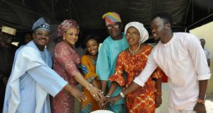 Ajimobi, Wife, Celebrate Yomi Layinka @ 60 From left: Gov Abiola Ajimobi of Oyo state, his wife, Florence, celebrant’s daughter, Niniola, celebranthis wife, Bisi and son, Olufela…