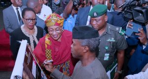 Photo: Osinbajo Flags Off ‘HeForShe’ Campaign Acting President Yemi Osinbajo flanked by the Minister of Women Affairs, Senator Aisha Al-hassan and Permanent Secretary Ministry of Women Affairs, Phyllis Nwokedi during the launch on Tuesday…