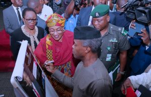 Photo: Osinbajo Flags Off ‘HeForShe’ Campaign Acting President Yemi Osinbajo flanked by the Minister of Women Affairs, Senator Aisha Al-hassan and Permanent Secretary Ministry of Women Affairs, Phyllis Nwokedi during the launch on Tuesday…
