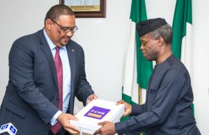 When Osinbajo Took Delivery Of Portal For Home Grown School Feeding Program Mr. Adam Nuru, Managing Director of Commercial Banking, FCMB, with the Acting President, Yemi Osinbajo, SAN, at the State House in Abuja…