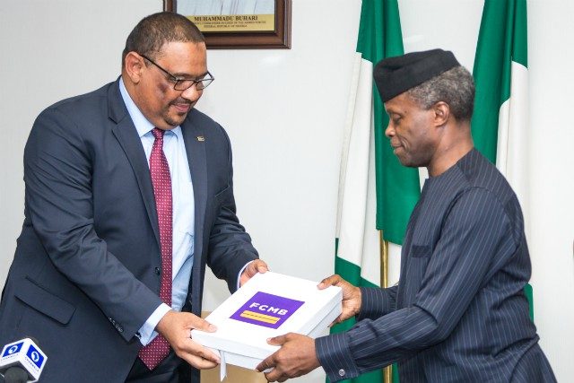 Mr. Adam Nuru, Managing Director of Commercial Banking, FCMB, with the Acting President, Yemi Osinbajo, SAN, at the State House in Abuja…