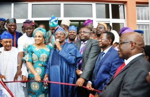 Photos: Ajimobi Officially Unveils Technical University Ibadan . From left, Alaafin of Oyo, Oba Lamidi Adeyemi, wife of Oyo State Governor, Mrs Florence Ajimobi, Gov. Abiola Ajimobi, Central Bank of Nigeria deputy Governor, Mr Bayo Adelabu, Vice Chancellor, The Technical University, Ibadan, Prof Ayobami Salami and the Pro- Chancellor, Prof. Oyewusi Ibidapo-Obe during the commissioning of CBN Intervention Project at the Technical University, Ibadan