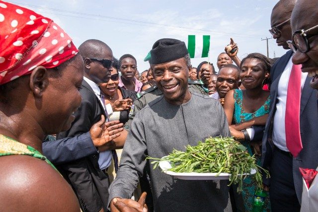 Acting President Yemi Osinbajo, SAN, receiving cheerful welcome on and off the streets, from young and old, male and female on his visit to Calabar