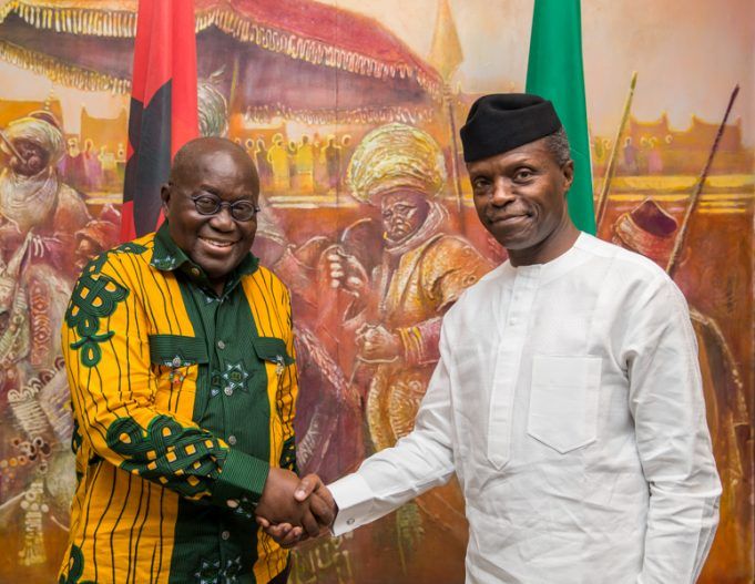 How Ag President Osinbajo Hosted Ghanaian President, Others At Aso Rock ...Visiting Ghanaian President Nana Akufo-Addo, left, with Ag President Yemi Osinbajo...