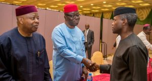 Photo: Osinbajo Meets Leaders Of Thought From The South East ...Ag President Osinbajo..welcoming his guests...