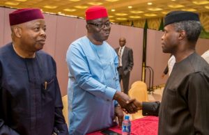 Photo: Osinbajo Meets Leaders Of Thought From The South East ...Ag President Osinbajo..welcoming his guests...
