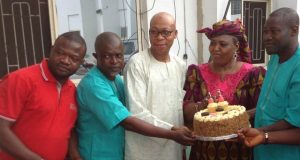 Alhaja Bose Adedibu Marks Birthday Yeyelua Bose Adedibu, second from right, Hon Akeem Ademola Ige who represents Ibadan South East inside Oyo State’s House of Assembly, right, and others inside The Adedibus’ Molete Palace…