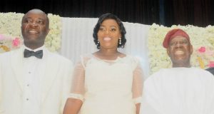 All You Need To Know About The Wedding Of Bisi Akande’s Daughter, Check Pictures ..Chief Bisi Akande, with the lucky couple...