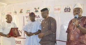 ARG Topshots Identify With DAWN As ‘Yoruba Historical Conversation’ Holds Hon Ayo Afolabi of ARG here gets set make a presentation to the guest lecturer, Professor Olawale Albert while Kunle Famoriyo looks on and Mr Seye Oyeleye of DAWN Commission (right) coordinates…