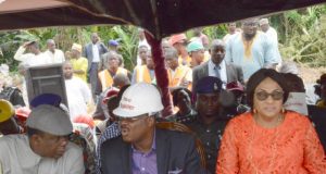 Ajimobi Records Another Feat, Begins Construction Of N70b Ibadan Circular Road L-R: Oyo State Deputy Governor, Chief Moses Adeyemo; the Governor, Senator Abiola Ajimobi; and his wife, Florence, during the flag-off of the construction of the first phase of Ibadan circular road, at Badeku Village, Off Ibadan-Ile-Ife expressway, Ibadan... on Friday