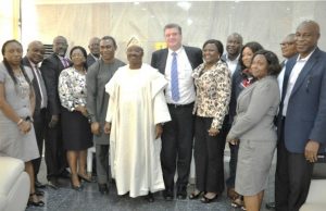Photo: When Ajimobi Hosted IBDEC Management In Ibadan From left, Chief Revenue Optimisation Officer, Mr Ola Ayodeji, Oyo State Governor, Senator Abiola Ajimobi and Chief Executive Officer and Managing Director, Ibadan Electricity Distribution Company, Mr John Donnachie and others, during the visit…