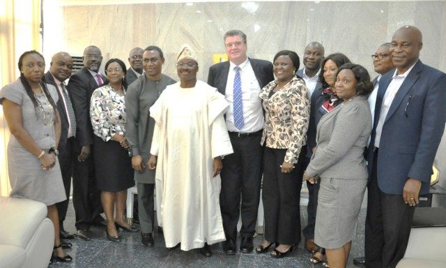 From left, Chief Revenue Optimisation Officer, Mr Ola Ayodeji, Oyo State Governor, Senator Abiola Ajimobi and Chief Executive Officer and Managing Director, Ibadan Electricity Distribution Company, Mr John Donnachie and others, during the visit…