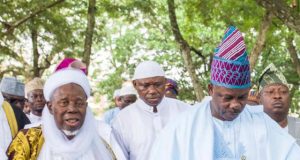 Photo: Amosun Joins Others At Eid Prayer Ground To Mark End Of Ramadan Fast Governor Ibikunle Amosun of Ogun State, right, with the Chief Imam of Egba Land, and other Muslim faithful during the prayer session…