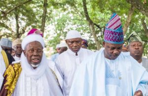 Photo: Amosun Joins Others At Eid Prayer Ground To Mark End Of Ramadan Fast Governor Ibikunle Amosun of Ogun State, right, with the Chief Imam of Egba Land, and other Muslim faithful during the prayer session…