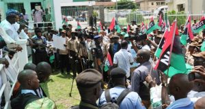 Oyo NUT Stages Rally To Oppose LG Autonomy The Deputy Governor of Oyo State, Otunba Moses Alake Adeyemo (left) addressing members of the Nigeria Union of Teacher (NUT), Oyo State wing during their rally…