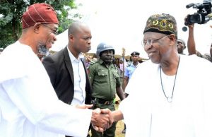 Photo: Aregbesola Storms Oro As Lai Mohammed Organises Ramadan Lecture Governor State of Osun, Ogbeni Rauf Aregbesola (left), exchanging pleasantries with Alhaji Lai Mohammed, during the event held at the Oro Eid Praying ground, Oro Kwara State on Saturday