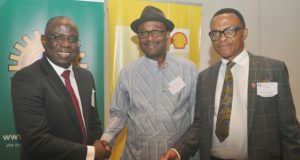 Photo: SNEPCo Holds Workshop On Nigeria Content Opportunity L-R: Managing Director, Shell Nigeria Exploration and Production Company, Bayo Ojulari; Executive Secretary, Nigeria Content Development and Monitoring Board, Simbi Wabote; and the Chairman, Petroleum Technology Association of Nigeria, Okoroafor Bank-Anthony, at the opening ceremony…