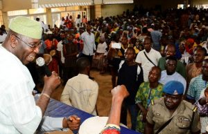 Osun Senatorial Bye-Election: Why I’m Confident Of Winning – APC Candidate, Hussain Senator Mudasiru Hussain, left, addressing his supporters and others inside Iwo City Hall…