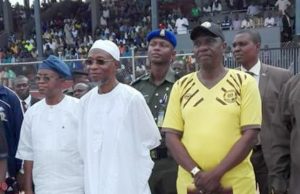Ogunjobi Appointed SA On Football Matters By Aregbesola ...Chief Taiwo Ogunjobi, right, with Governor Aregbesola and others...