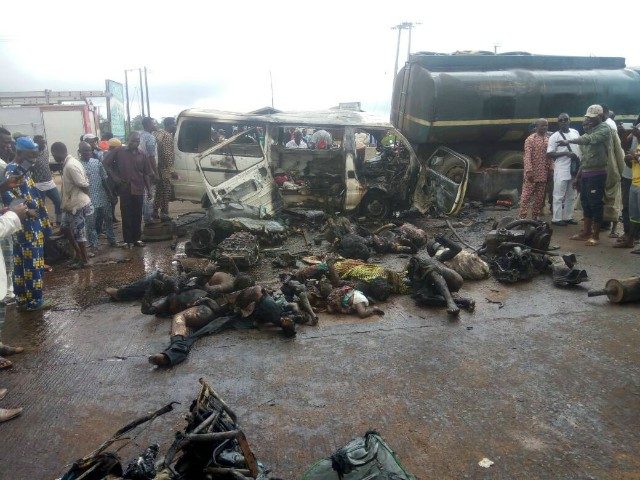 ...remains of some of the victims of the auto accident on Ife-Ibadan road...