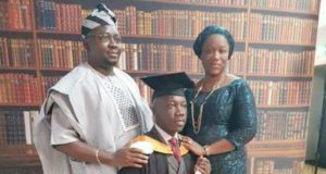 Son Of CBN’s Deputy Governor Bags Mechanical Engineering Degree From Liverpool ‘Varsity ...proud parents, Oloye Adebayo Adelabu with his wife and their brilliant son...