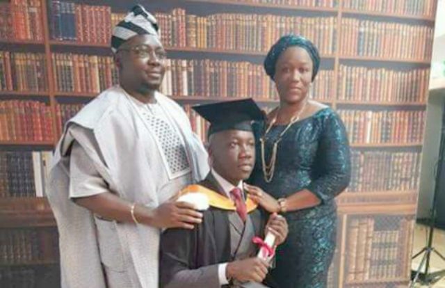 ...proud parents, Oloye Adebayo Adelabu with his wife and their brilliant son...