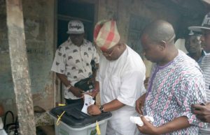 Osun Bye-Election: Voting In Progress, Peaceful So Far PDP Candidate, Ademola Adeleke casting his vote...in Ede...