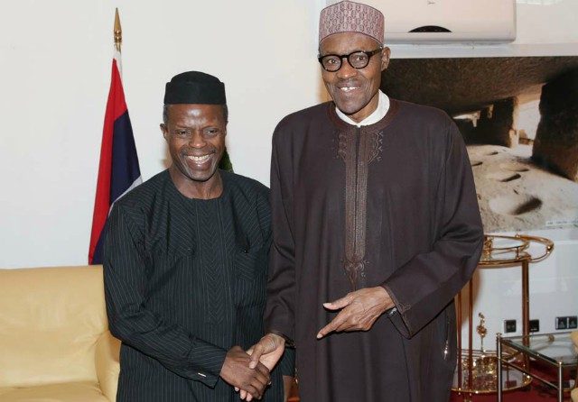 Ag President Yemi Osinbajo, left, with President Muhammadu Buhari...