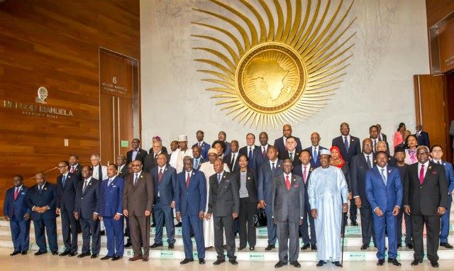 Ag President Yemi Osinbajo, fourth from the right, with other African Leaders in Ethiopia on Monday Morning...